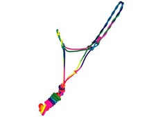 Medium/Large Pony Size Bright Multicolor Ombre Cowboy Knot Rope Halter w/ Lead