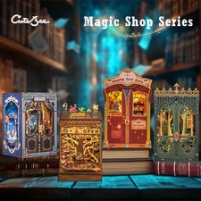 DIY Book Nook Kit Miniature Dollhouse Lighted Wooden Bookshelf Insert Gift Home