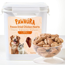 Freeze-Dried Chicken Hearts Cat  Dog Treats, 17.63 Oz 1.1LB   High Protein, S