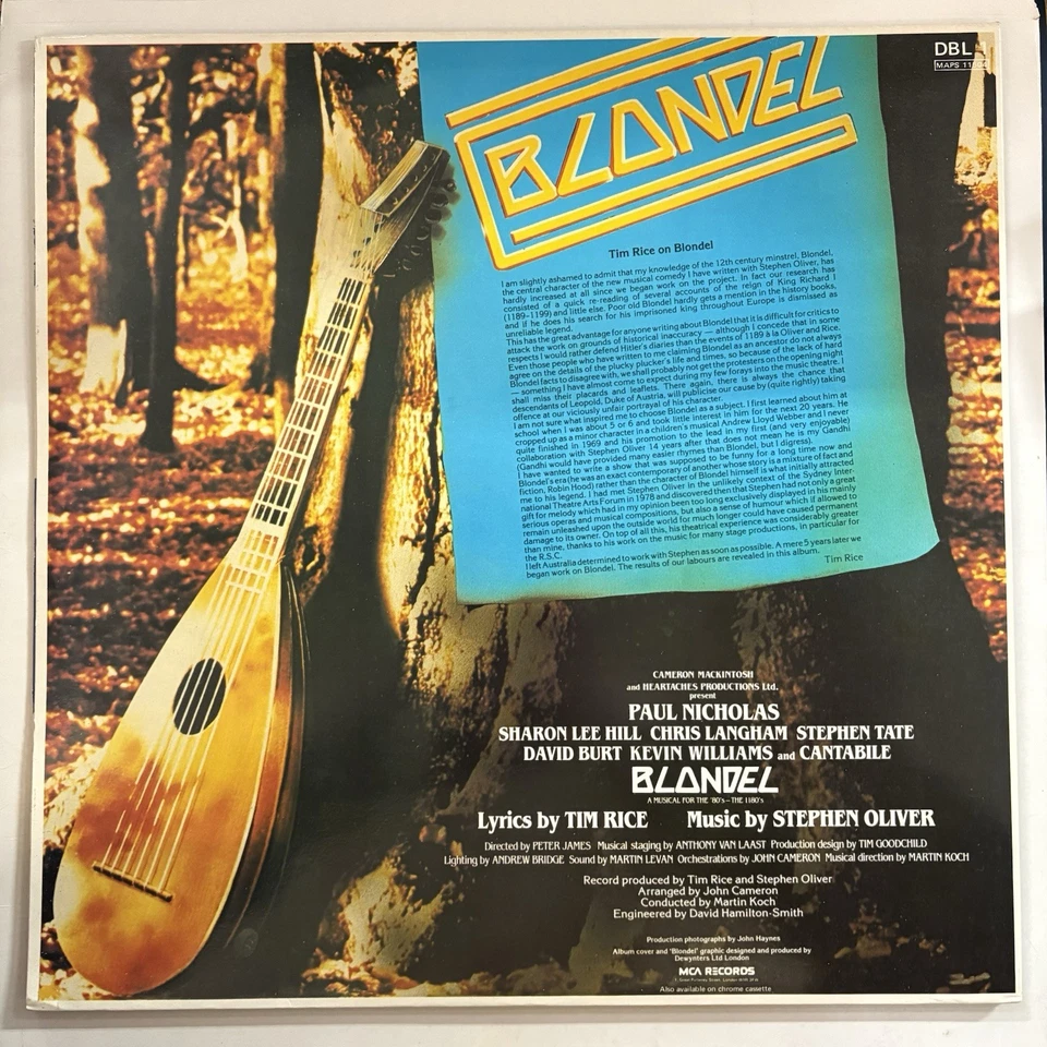 Tim Rice, Stephen Oliver - Blondel - Original UK MCA 2xLP -DBL 1 - Image 2 of 4