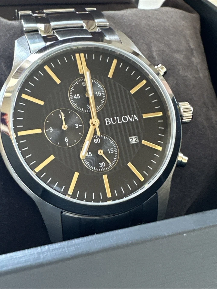 Bulova Men's Black Dial Silver Chronograph Watch 96B305 - Image 2 of 4