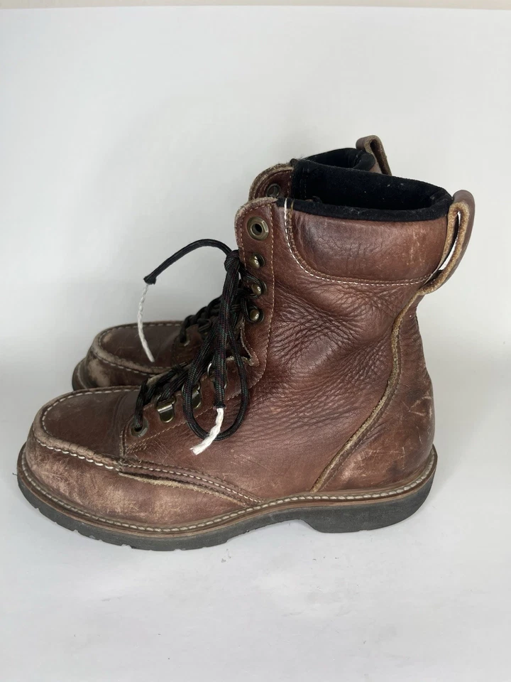 Botas de trabajo de combate Carolina de cuero marrón con cordones para mujer talla 7M US/38EU Foto 3 de 4