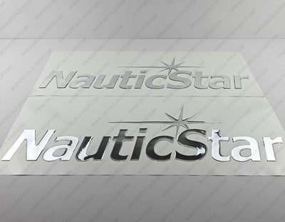 NAUTICSTAR BOAT LOGO CHROME RAISED DOMED 3D DECALS STICKERS 27'' x 7.2'' 2pcs