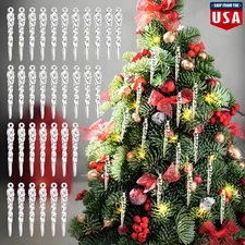 36× Christmas Icicle Ornaments Clear Tree Icicles Set Xmas Tree Hanging Ornament