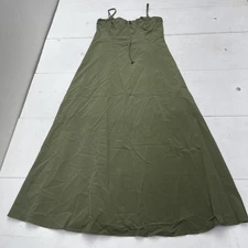 Olive Green Maxi Dress Womens Large Adjustable Spaghetti Straps Lace Up Back