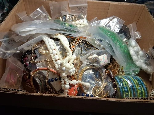 vintage costume jewelry lot 5+ POUNDS Useable Gallon Bag  Full #2