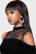 Killstar Baby Angeles Mini Dress Womens Black High Neck Puff Sleeve Goth