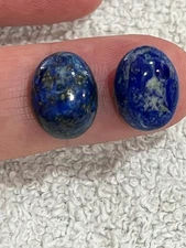 2pc Set 17.55TCW Polished Lapis Lazuli Gemstone Cabochon. High Grade Lapis.