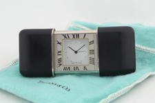 Orologio da tavolo Tiffany Atlas quadrante argento con diapositive da tasca