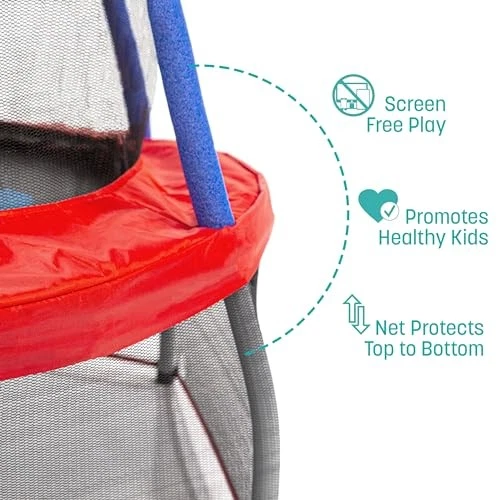  Mini cama elástica con red de recinto 48 pulgadas roja Foto 3 de 4