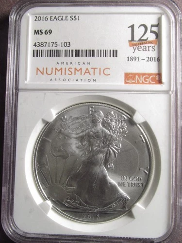 2016 American Eagle NGC MS-69, 125 Years American Numismatic Association