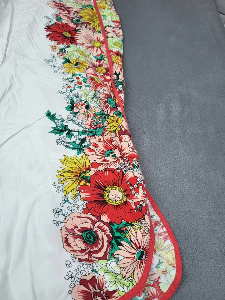 Anthropologie Wide Leg Pants Womens Small White Floral Border Print Rayon Baggy - Image 3 of 4