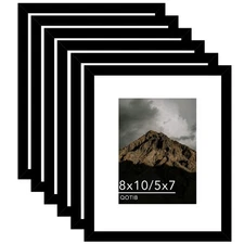 QOTIB 6 Packs 8x10 Picture Frame with 5x7 Mat Black, Display 5x7 with Mat or ...