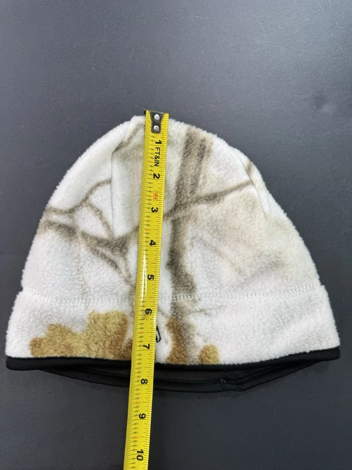 White Camo Fleece Cap Skull Cap Warm Hunting Beanie Hat Hotocs - Image 2 of 4