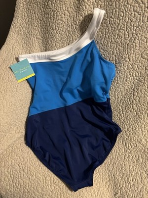 Bal Harbour Tummy Control 1 Piece Swimsuit Blue, Sz 18  Ruche Slimming Plus New