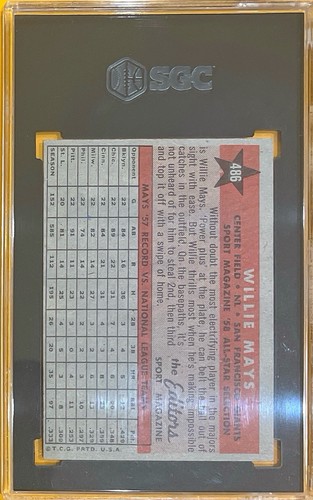 1958 Topps - #486 Willie Mays - SGC 3 - Bild 2 von 2