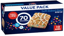 Fiber One 70 Calorie Soft-Baked Bars, Birthday Cake, Snack Bars, 12 ct