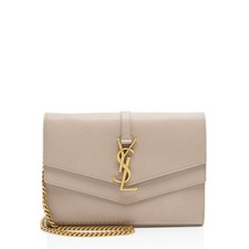 Saint Laurent Leather Monogram Sulpice Chain Wallet
