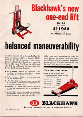 Blackhawk OTC Tools 1960 Vintage Print Ad Automotive Lift Jack Wrench Milwaukee