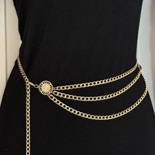 Women's Gold Chain Belt Metal Fashion Hip Swag Layered Belly Draped One Size