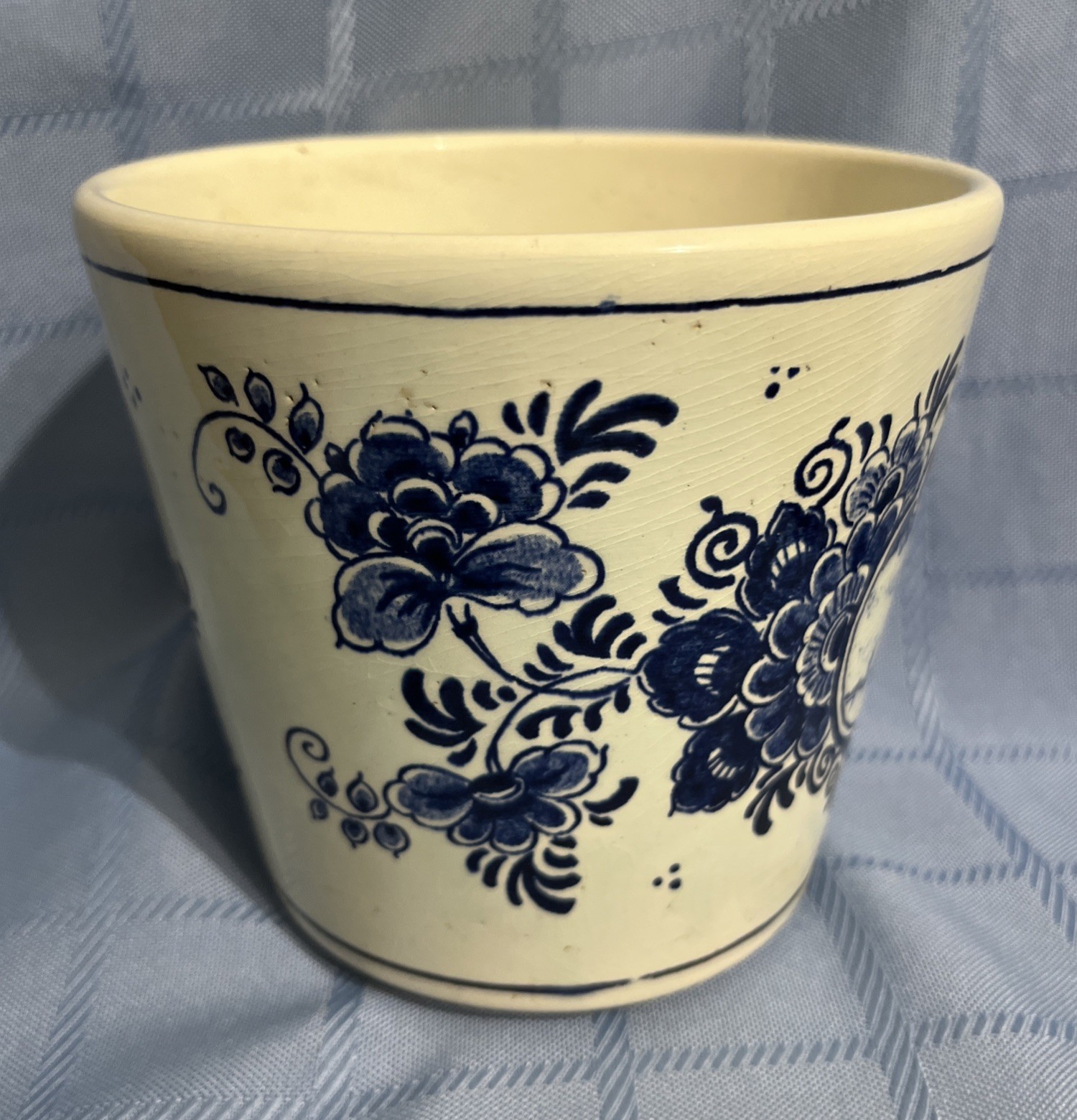 Vintage Delft Blauw Blue Hand Painted Planter Windmill 5" Holland Pottery