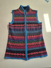 Krimson Klover Merino Wool Fair Isle Full Zip Sweater Vest Medium Colorful