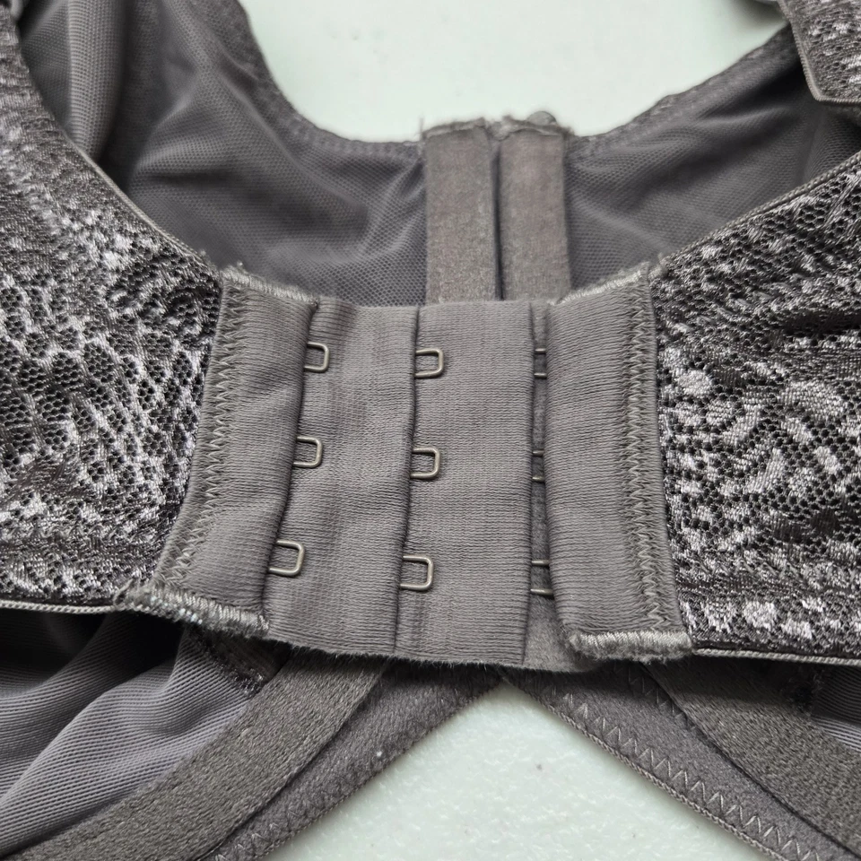 Lilyette Women Bra 42D Gray Animal Print Minimizer Underwired Lace Mesh - Image 3 of 4
