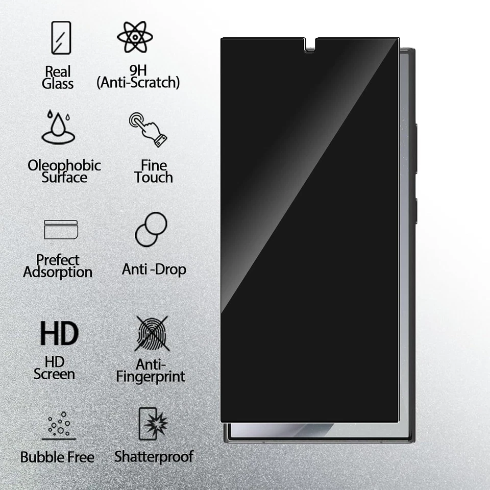 Protetor de tela temperado anti-espião privacidade 3X para Galaxy S25 Ultra S25 Plus S24 - Imagem 2 de 4