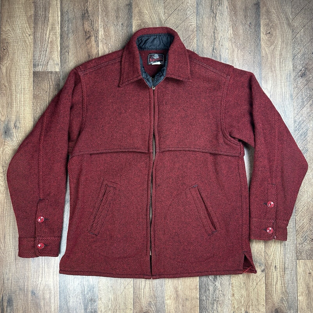 Vintage Johnson Woolen Mills Jacket Lumberjack Red Button Up Size