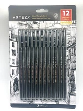 ARTEZA Inkonic 0.4mm Fineliner Pens In Black - Pack of 12 Triangular Barrel