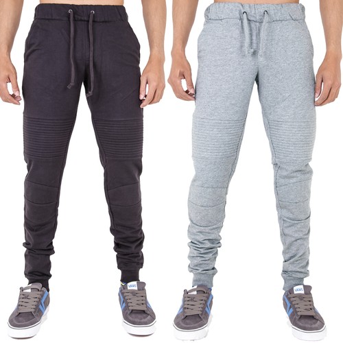 Mens Biker Joggers Sweatpants Skinny 