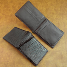 Brown Genuine Crocodile Leather Wallet Men's Bifold Exotic Skin Wallet RFID