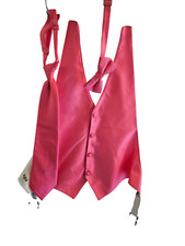 Formal Men's Teen Boy 3 pc PINK Waistcoat Vest Bow Tie  Pre-tied Tie Dressy