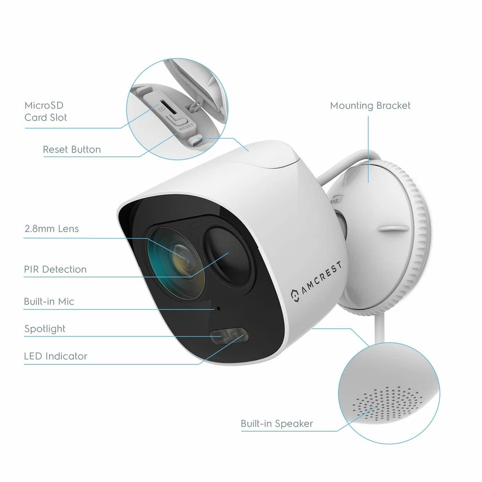 Amcrest SmartHome 1080p WiFi Outdoor Security Camera Deterrent Alarm Spotlight - - Image 4 of 4