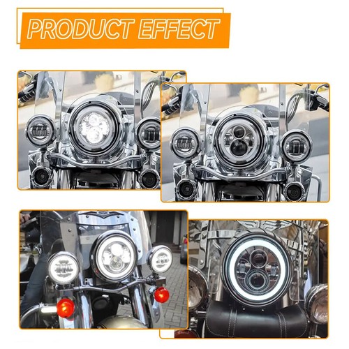 7" LED Headlight + 4.5" Fog Passing Lights Fit for Harley-Davidson Road King - Picture 4 of 15