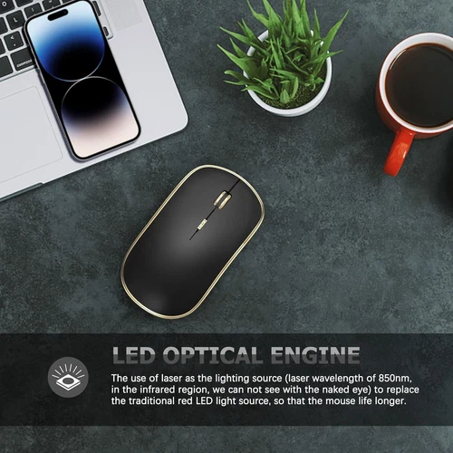 Silent Wireless Mouse, Portable USB Mouse with 5 Adjustable DPI Levels - Picture 4 of 8