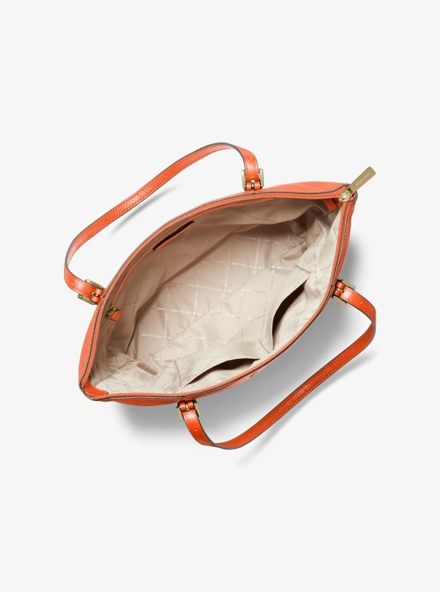 Michael Kors Jet Set Medium Pebbled Leather Top-Zip Tote Bag