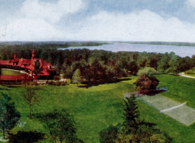 #ad 1904 Birds Eye View Lake Geneva Wisconsin Postcard Geo R Lawrence VO Hammon Pub $30.58