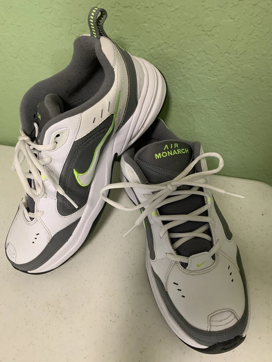 Nike AIR MONARCH IV Men s 11.5 White Gray Green 415445 100 Walking Shoe EUC