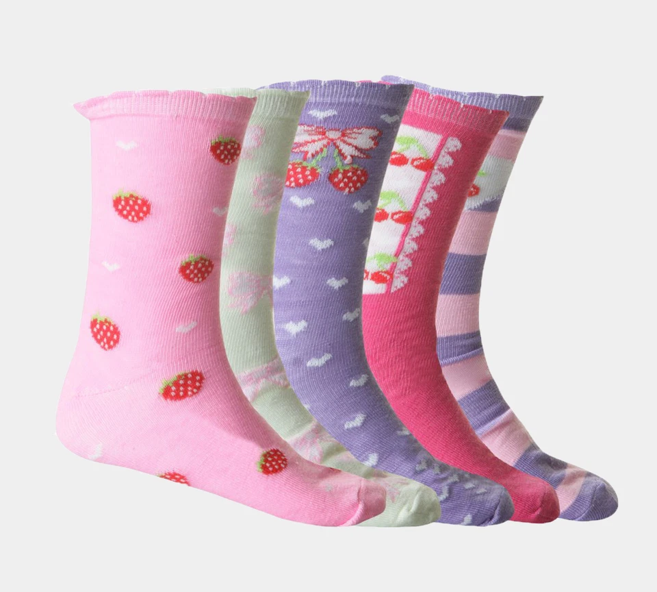 5 Pairs Girls Children's Designer Character Cotton Socks All Sizes Available