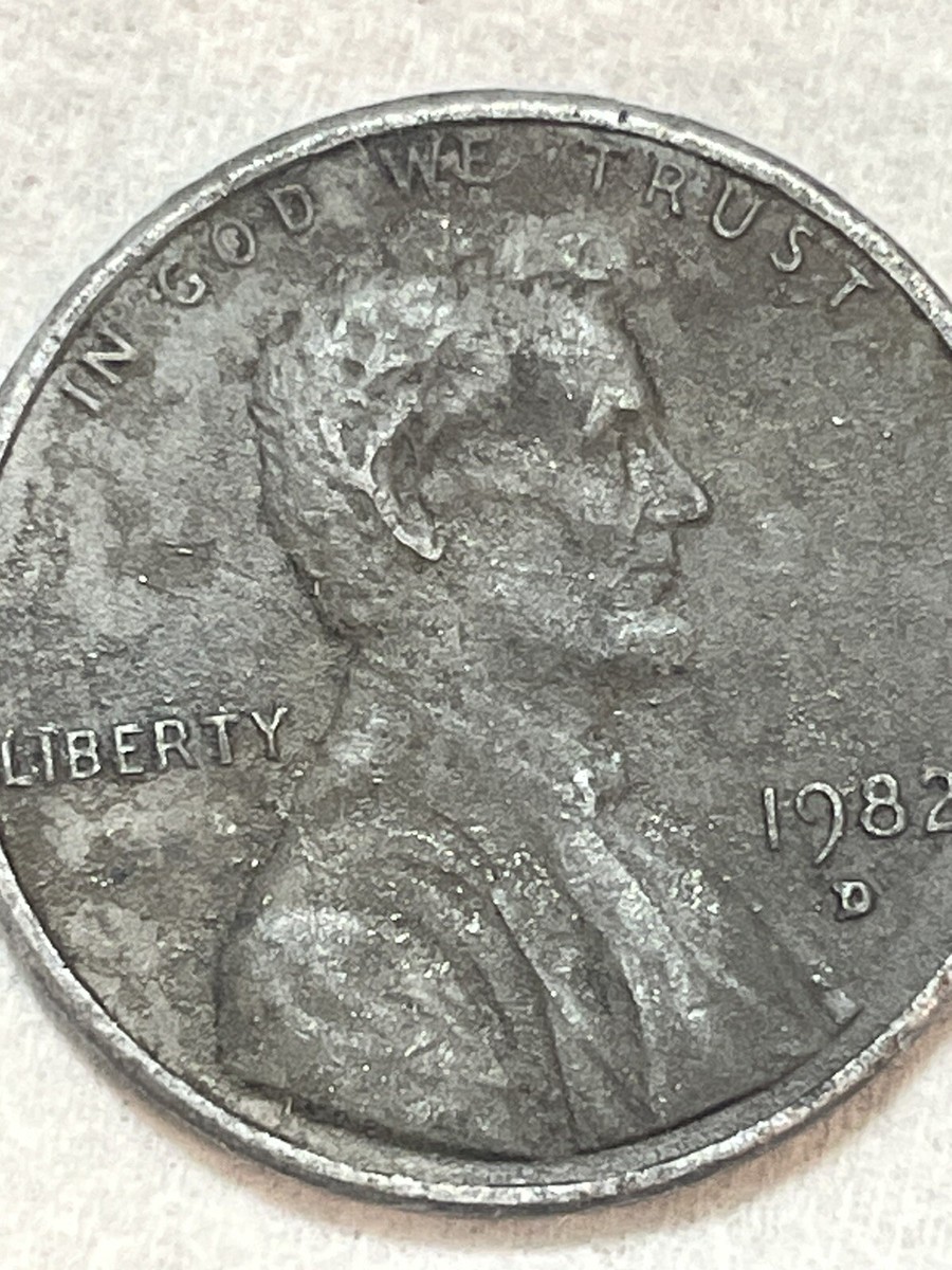 1982-D Lincoln Cent Small Date. Zinc 2.5g. ERROR! MISSING ALL