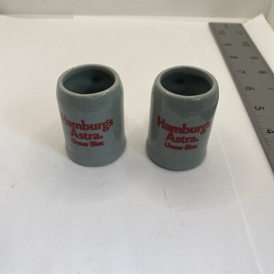 2 Hamburg Astra Unser Bier Mini Stein Mugs 37E-1037B