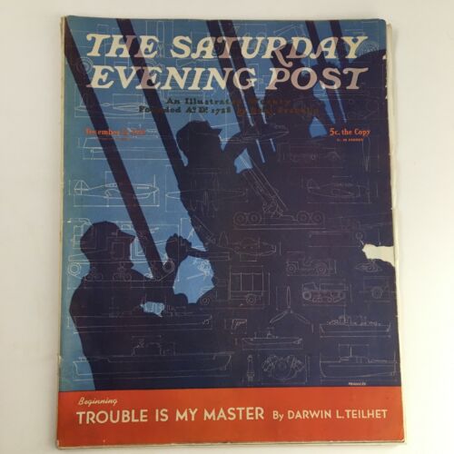 The Saturday Evening Post December 13 1941 Trouble Is My Master, No Label - Afbeelding 1 van 3