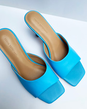 FREYA ESTEPHAN sandali con tacco alto in pelle mules bottega 36 azzurro