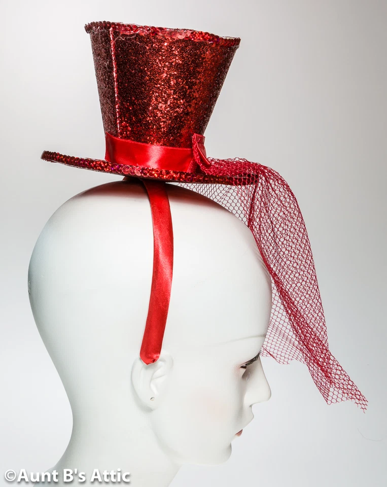 顶帽迷你红色闪光帽带头带滑稽表演女孩服装帽子 — 第 2/4 张图片