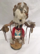 Native American Bird Feather Man Statue, Art Piece Marked Dwi 
