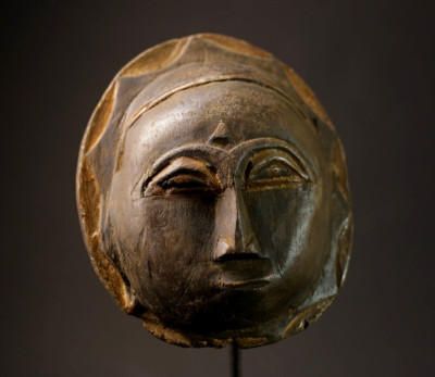 African Guro Sun Mask Tribal Wood Face Wall Hanging Home Decor Art Piece -7249