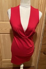 NWT Lulus Cocktail Hour Red Sleeveless Mini Wrap Sheath Bodycon Dress Size Small