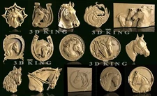 15 Pcs STL 3D Models HORSE HEADS for CNC Router 3D Print Engraver Carving Aspire
