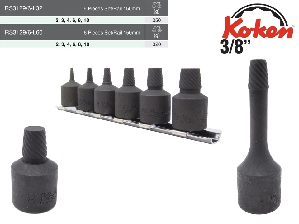 KO-KEN Koken 3/8" Schraubenausdreher (Linksausdreher)